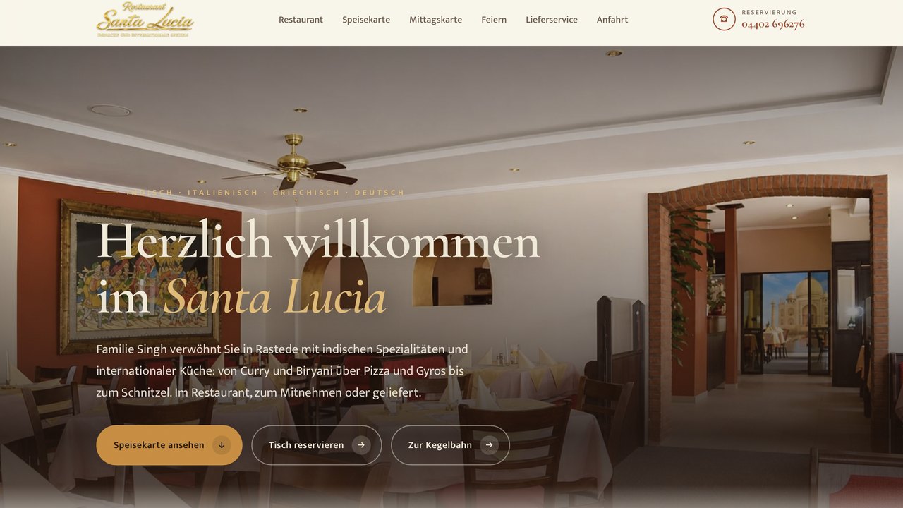 Startseite des Restaurants Santa Lucia in Rastede