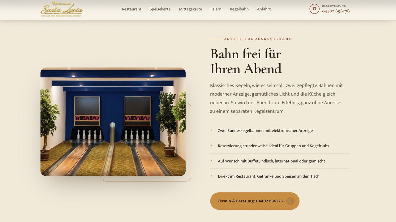 Seite zur Bundeskegelbahn des Restaurants Santa Lucia